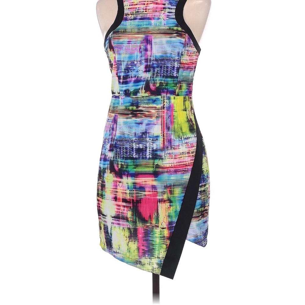 Black and Pink Asymmetrical Cocktail Dress